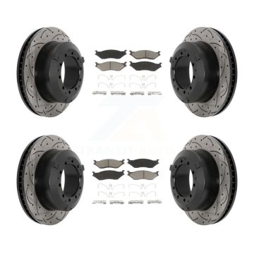 Front Rear Drilled Slot Brake Rotor Ceramic Pad Kit For International TerraStar IC AE Bus KDC-101051