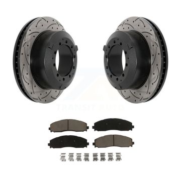 Rear Drill Slot Brake Rotor Ceramic Pad Kit For 15-16 Ford F-350 Super Duty Cab & Chassis KDC-101056