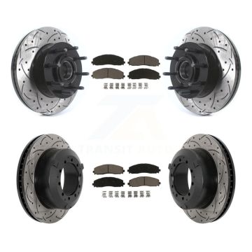 Front Rear Coat Drill Slot Disc Brake Rotor Hub Ceramic Pad Kit For Ford F-350 Super Duty KDC-101057