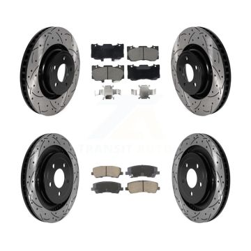 Front Rear Drill Slot Brake Rotors Ceramic Pad Kit For Ford Mustang Without Brembo Brakes KDC-101058