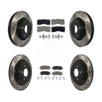 Front Rear Drill Slot Brake Rotors Ceramic Pad Kit For 15 Ford Mustang With Brembo Brakes KDC-101059