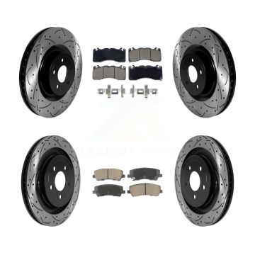 Front Rear Coated Drilled Slotted Disc Brake Rotors And Ceramic Pads Kit For Ford Mustang KDC-101060