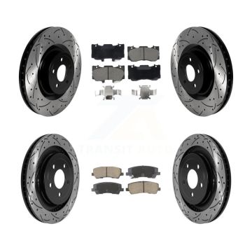 Front Rear Drill Slot Brake Rotors Ceramic Pad Kit For Ford Mustang Without Brembo Brakes KDC-101061