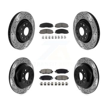 Front Rear Drilled Slot Brake Rotor & Ceramic Pad Kit For 2018-2020 Jeep Wrangler Rubicon KDC-101062
