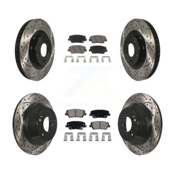 Front Rear Drill Slot Brake Rotors Ceramic Pad Kit For Hyundai Santa Fe Sport Kia Sorento KDC-101064