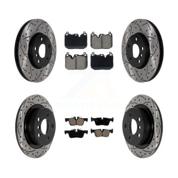 Front Rear Drilled Slot Brake Rotor & Ceramic Pad Kit For 2017-2020 Mini Cooper Clubman S KDC-101065