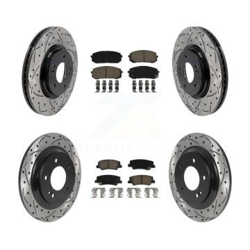 Front Rear Coated Drilled Slot Disc Brake Rotor Ceramic Pad Kit For Hyundai Sonata Kia K5 KDC-101067
