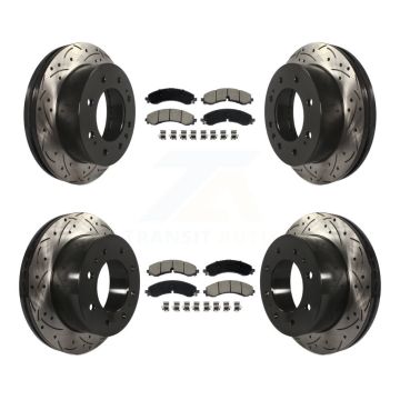 Front Rear Drilled Slot Brake Rotor Ceramic Pad Kit For GMC Chevrolet Sierra 2500 HD 3500 KDC-101069