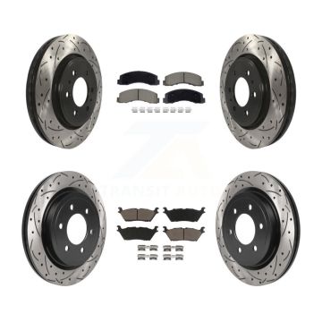Front Rear Drill Slot Disc Brake Rotors Ceramic Pad Kit For Ford F-150 Expedition Lincoln KDC-101071