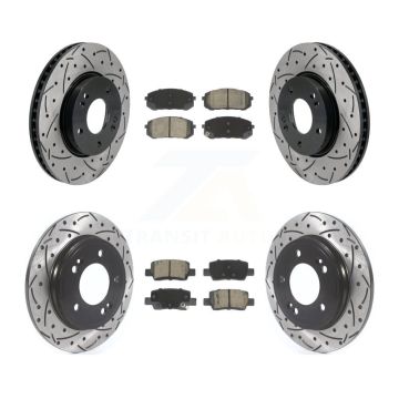Front Rear Coated Drilled Slotted Disc Brake Rotors & Ceramic Pad Kit For Hyundai Elantra KDC-101072