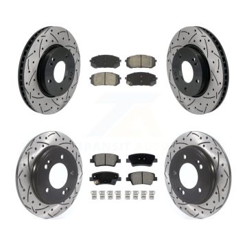 Front Rear Coated Drilled Slotted Disc Brake Rotors & Ceramic Pad Kit For Hyundai Elantra KDC-101073