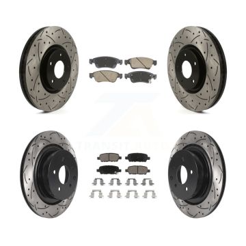 Front Rear Coated Drilled Slotted Disc Brake Rotor & Ceramic Pad Kit For INFINITI G35 Q60 KDC-101078