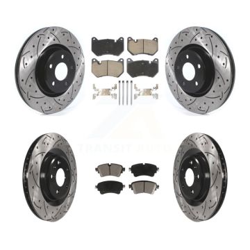 Front Rear Drilled Slot Brake Rotor Ceramic Pad Kit For 2018 Audi Q5 With Brembo Calipers KDC-101080