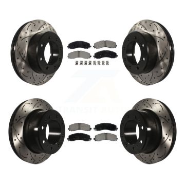 Front Rear Coated Drilled Slotted Disc Brake Rotors And Ceramic Pad Kit For Ram 2500 3500 KDC-101081