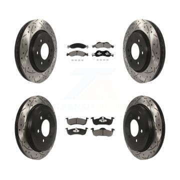 Front Rear Drilled Slot Brake Rotor Ceramic Pad Kit For Ford Expedition Lincoln Navigator KDC-101086