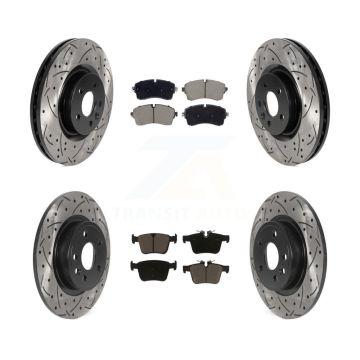 Front Rear Coated Drilled Slotted Disc Brake Rotors And Ceramic Pad Kit For Jaguar E-Pace KDC-101087