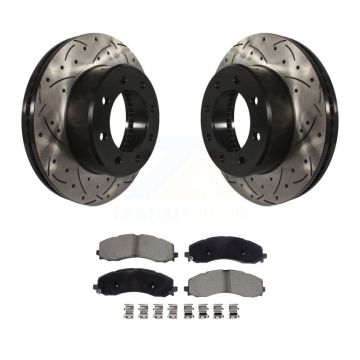 Front Coated Drilled Slotted Disc Brake Rotors And Ceramic Pads Kit For Ram 2500 3500 KDC-101088