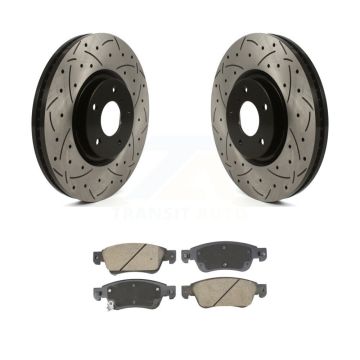 Front Coated Drilled Slotted Disc Brake Rotors & Ceramic Pad Kit For INFINITI G37 G35 Q60 KDC-101092