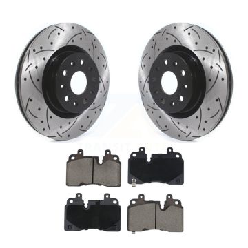 Front Coated Drilled Slotted Disc Brake Rotors And Ceramic Pads Kit For Cadillac CT6 KDC-101094