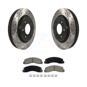 Front Drill Slot Brake Rotors Ceramic Pad Kit For Ford F-150 Expedition Lincoln Navigator KDC-101096