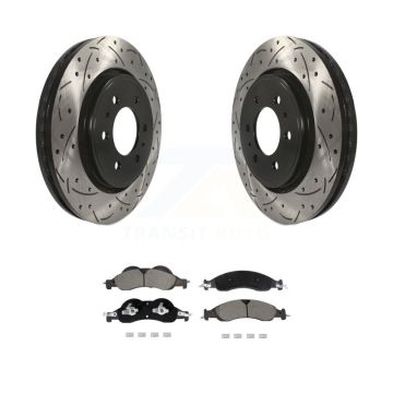 Front Drilled Slot Disc Brake Rotor Ceramic Pad Kit For Ford Expedition Lincoln Navigator KDC-101097