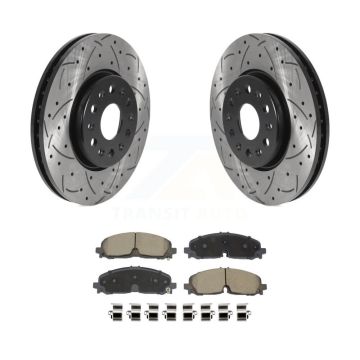 Front Drilled Slot Brake Rotor & Ceramic Pad Kit For Chevrolet Traverse Blazer GMC Acadia KDC-101098