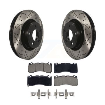 Front Drill Slot Brake Rotors Ceramic Pad Kit For 2015 Ford Mustang V6 With Brembo Brakes KDC-101099