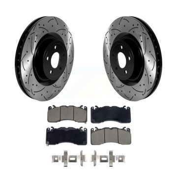 Front Coated Drilled Slotted Disc Brake Rotors And Ceramic Pads Kit For Ford Mustang KDC-101100