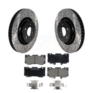 Front Coated Drilled Slotted Disc Brake Rotors And Ceramic Pads Kit For Ford Mustang KDC-101101