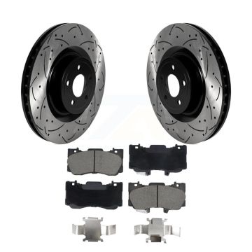 Front Coated Drilled Slotted Disc Brake Rotors And Ceramic Pads Kit For Ford Mustang KDC-101102