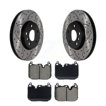 Front Drill Slot Brake Rotor Ceramic Pad Kit For Mini Cooper Clubman S With Sport Package KDC-101103