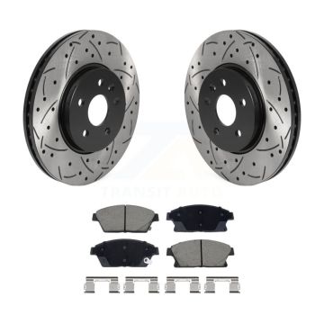 Front Drilled Slot Brake Rotors Ceramic Pad Kit For 2013-2017 Chevrolet Trax Buick Encore KDC-101104