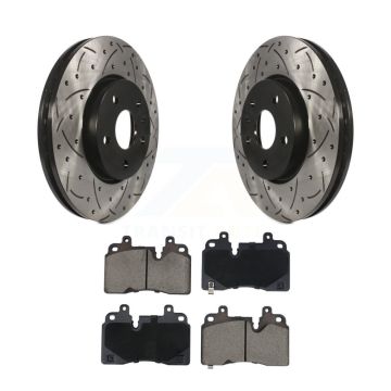 Front Coated Drilled Slotted Disc Brake Rotors And Ceramic Pad Kit For Chevrolet Corvette KDC-101105
