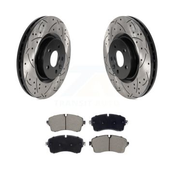 Front Coated Drilled Slotted Disc Brake Rotors And Ceramic Pads Kit For Jaguar E-Pace KDC-101108