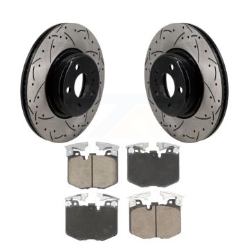 Front Coated Drilled Slotted Disc Brake Rotors And Ceramic Pads Kit For Toyota GR Supra KDC-101111