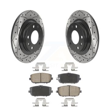 Rear Coated Drilled Slot Disc Brake Rotors Ceramic Pad Kit For 2006-2015 Mazda MX-5 Miata KDC-101114