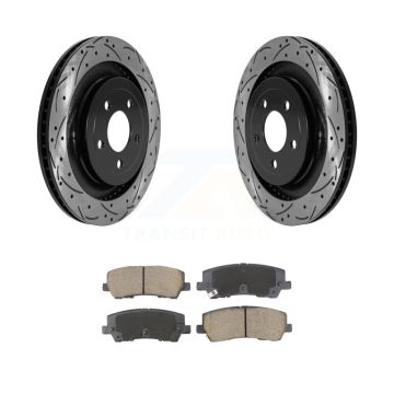 Rear Coated Drilled Slotted Disc Brake Rotors And Ceramic Pads Kit For Ford Mustang KDC-101115