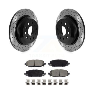 Rear Coat Drill Slot Disc Brake Rotor Ceramic Pad Kit For 2018-2020 Jeep Wrangler Rubicon KDC-101117