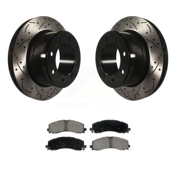 Rear Coated Drilled Slotted Disc Brake Rotors And Ceramic Pads Kit For Ram 2500 3500 KDC-101118