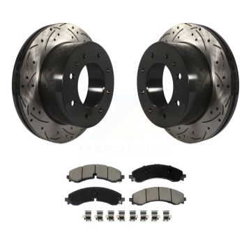 Rear Drilled Slot Brake Rotors Ceramic Pad Kit For GMC Chevrolet Sierra 2500 HD Silverado KDC-101119