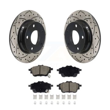 Rear Drill Slot Brake Rotors Ceramic Pad Kit For 2020-2023 Nissan Sentra Disc rear brakes KDC-101120