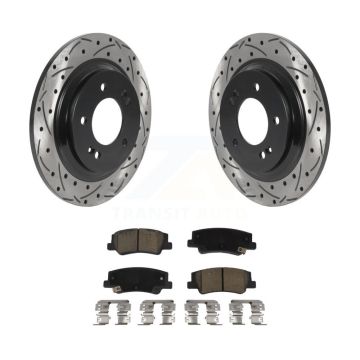 Rear Coated Drilled Slotted Disc Brake Rotors & Ceramic Pad Kit For Hyundai Sonata Kia K5 KDC-101121