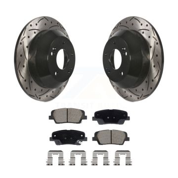 Rear Drilled Slot Brake Rotor & Ceramic Pad Kit For Hyundai Santa Fe Sport Kia Sorento XL KDC-101125
