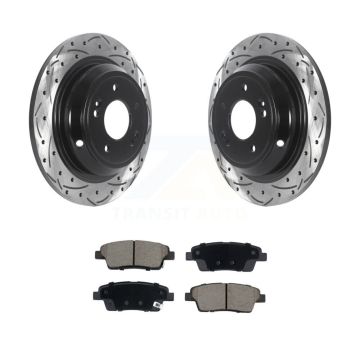 Rear Coat Drill Slot Disc Brake Rotor Ceramic Pad Kit For 2018-2020 Genesis G80 3.8L 5.0L KDC-101126