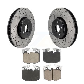 Front Drilled Slot Brake Rotor & Ceramic Pad Kit For BMW 330i xDrive 530i Toyota GR Supra KDC-101130