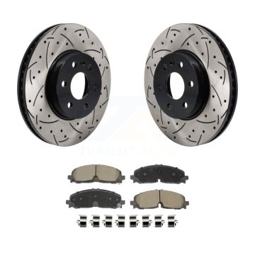 Front Drill Slot Brake Rotors Ceramic Pad Kit For 2021-2022 Chevrolet Colorado GMC Canyon KDC-101136