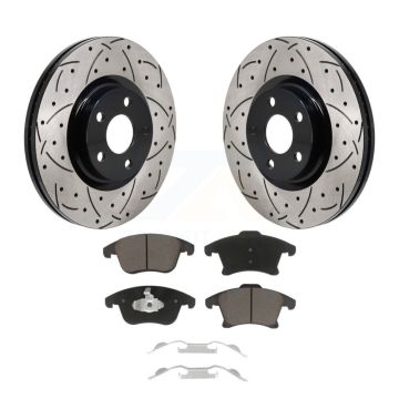 Front Coated Drilled Slot Disc Brake Rotor Ceramic Pad Kit For 2017-2020 Lincoln MKZ 2.0L KDC-101137