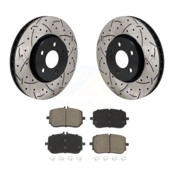 Front Coated Drilled Slot Disc Brake Rotors Ceramic Pad Kit For Mercedes-Benz A220 CLA250 KDC-101146