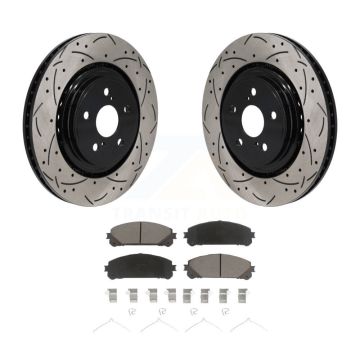 Front Coated Drill Slot Disc Brake Rotors Ceramic Pad Kit For 2020-2022 Toyota Highlander KDC-101147