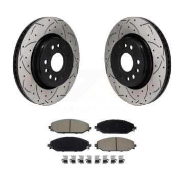 Front Coat Drill Slot Disc Brake Rotor Ceramic Pad Kit For Ram 1500 Jeep Wagoneer Grand L KDC-101152